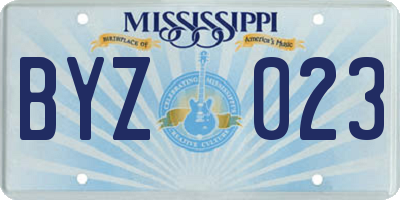 MS license plate BYZ023
