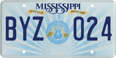 MS license plate BYZ024