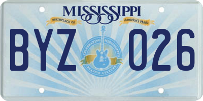 MS license plate BYZ026