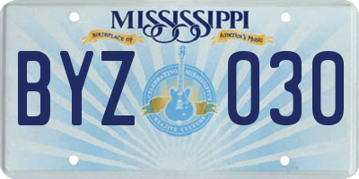 MS license plate BYZ030