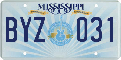 MS license plate BYZ031