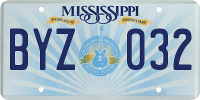 MS license plate BYZ032