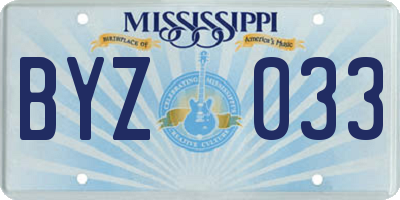MS license plate BYZ033