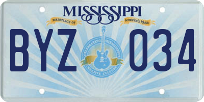 MS license plate BYZ034