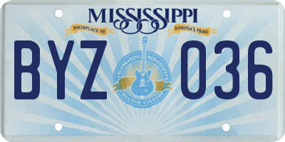 MS license plate BYZ036