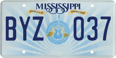 MS license plate BYZ037