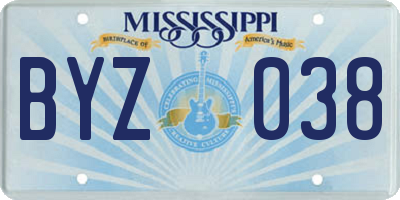 MS license plate BYZ038
