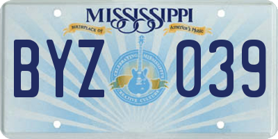 MS license plate BYZ039