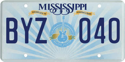 MS license plate BYZ040