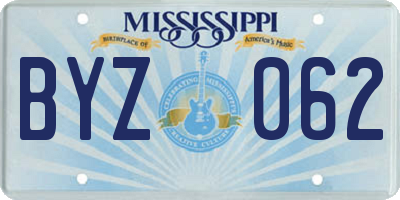 MS license plate BYZ062