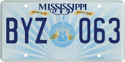 MS license plate BYZ063