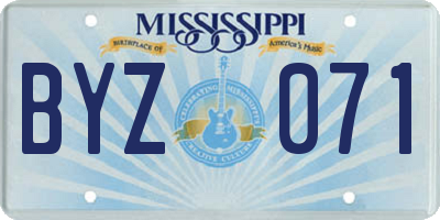 MS license plate BYZ071