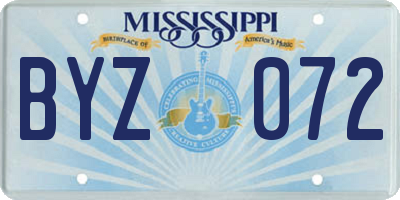 MS license plate BYZ072