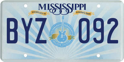 MS license plate BYZ092