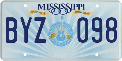 MS license plate BYZ098