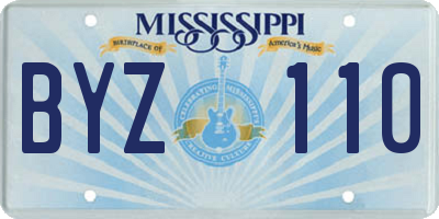 MS license plate BYZ110