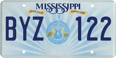 MS license plate BYZ122