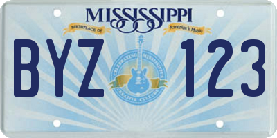 MS license plate BYZ123