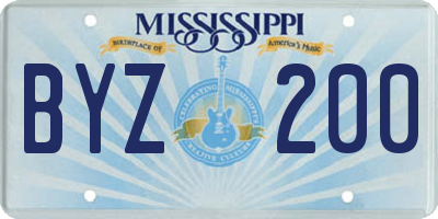 MS license plate BYZ200
