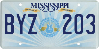 MS license plate BYZ203