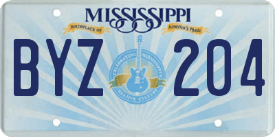 MS license plate BYZ204