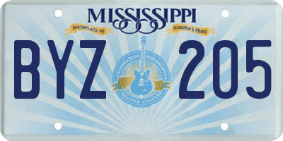 MS license plate BYZ205