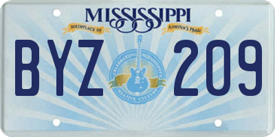 MS license plate BYZ209