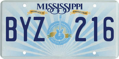 MS license plate BYZ216