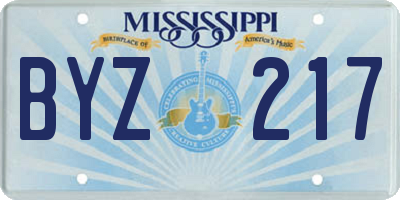 MS license plate BYZ217