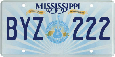 MS license plate BYZ222