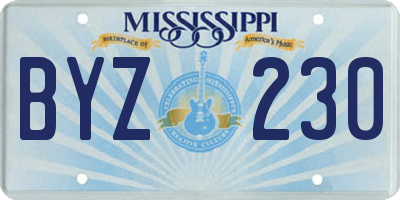 MS license plate BYZ230