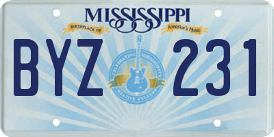 MS license plate BYZ231