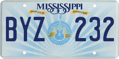 MS license plate BYZ232