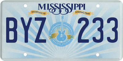 MS license plate BYZ233