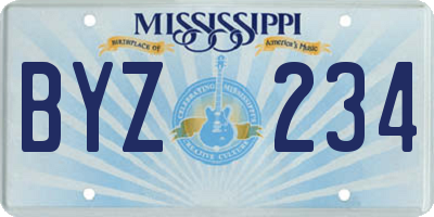 MS license plate BYZ234