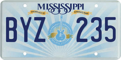 MS license plate BYZ235