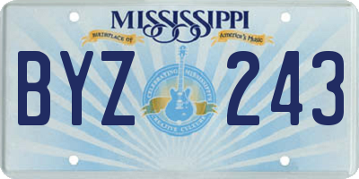 MS license plate BYZ243