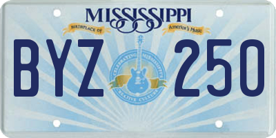 MS license plate BYZ250