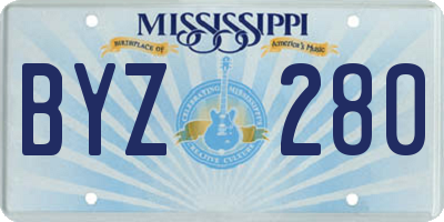 MS license plate BYZ280
