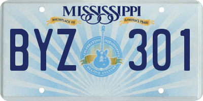MS license plate BYZ301