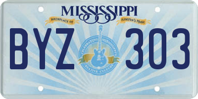 MS license plate BYZ303