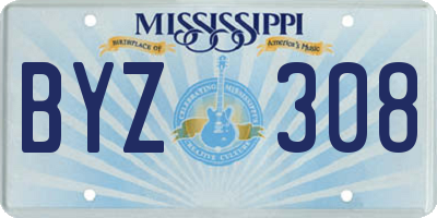 MS license plate BYZ308