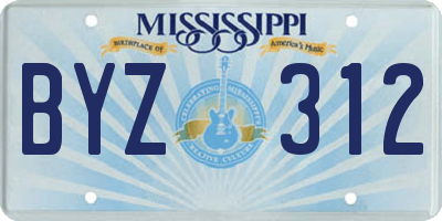 MS license plate BYZ312