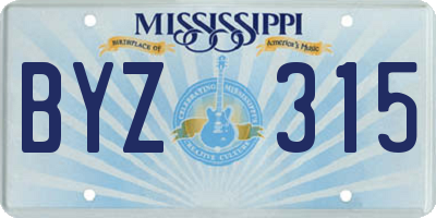MS license plate BYZ315