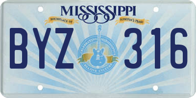 MS license plate BYZ316