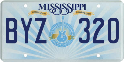 MS license plate BYZ320