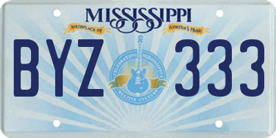 MS license plate BYZ333