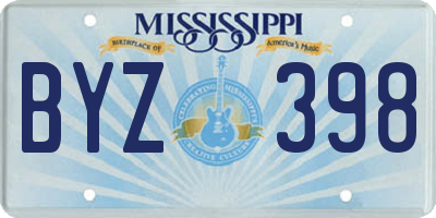 MS license plate BYZ398
