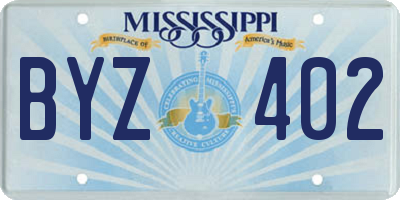 MS license plate BYZ402