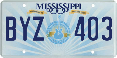 MS license plate BYZ403